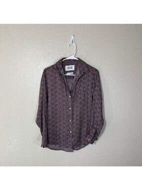 Grayson The Hero Blue Red Floral Lyocell Long Sleeve Button Shirt Top 2 (S)